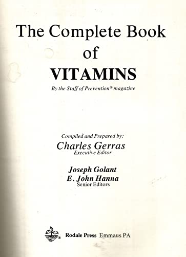 Beispielbild fr The Complete Book of Vitamins zum Verkauf von Better World Books: West