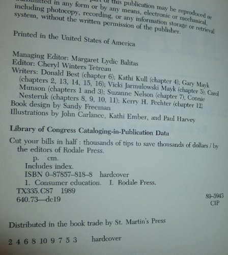 Stock image for CUT YOUR BILLS IN HALF: THOUSANDS OF TIPS TO SAVE THOUSANDS OF DOLLARS for sale by Neil Shillington: Bookdealer/Booksearch
