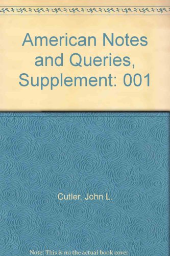 Stock image for American Notes and Queries, Supplement Volume I, Studies in English and American Literature for sale by About Books