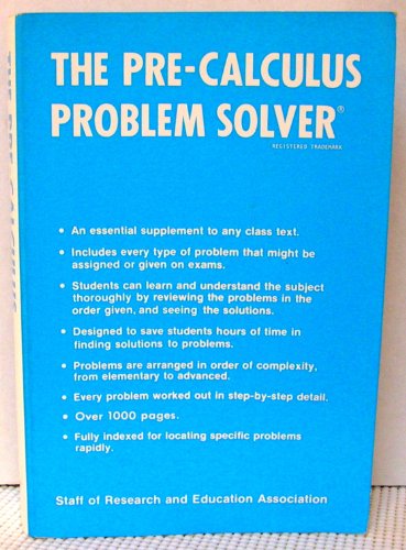Stock image for Pre-Calculus Problem Solver (Problem Solvers Solution Guides) for sale by HPB Inc.