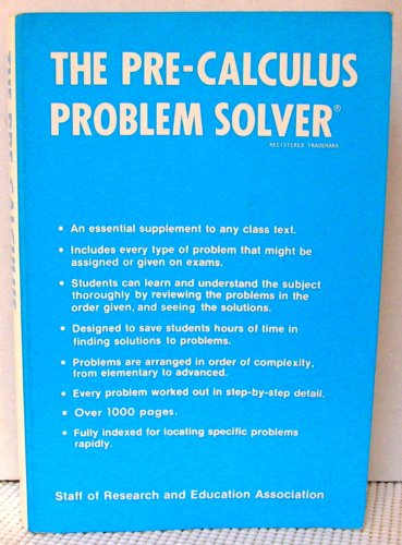 Stock image for Pre-Calculus Problem Solver (Problem Solvers Solution Guides) for sale by Wonder Book