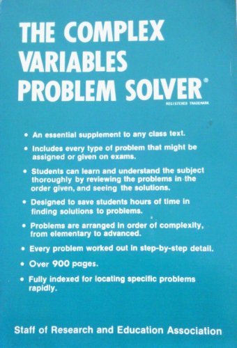 Complex Variables Problem Solver (Problem Solvers Solution Guides) (9780878916047) by Milewski Ph.D. Chief Editor, Emil G.