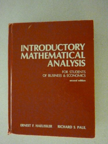 Stock image for Introductory mathematical analysis for students of business and economics for sale by Wonder Book