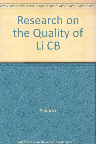 Beispielbild fr Research on the Quality of Life zum Verkauf von Zubal-Books, Since 1961