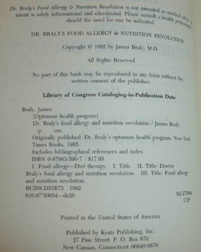 Imagen de archivo de Dr. Braly's Food Allergy and Nutrition Revolution a la venta por SecondSale