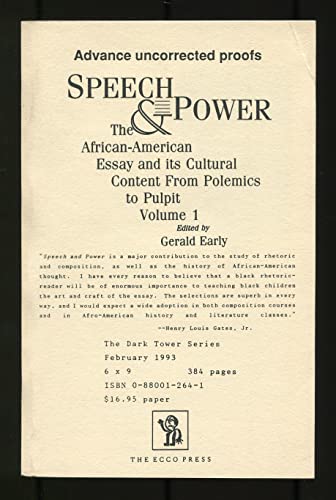 9780880012645: Speech And Power Volume 1 (Dark Tower Series)