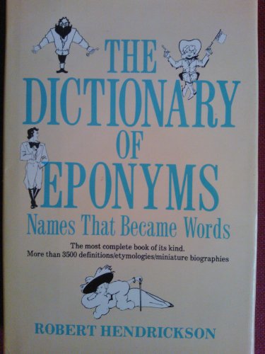 9780880292306: Dictionary of Eponyms: Names That Became Words