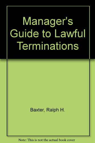 Beispielbild fr Manager's Guide to Lawful Terminations zum Verkauf von POQUETTE'S BOOKS