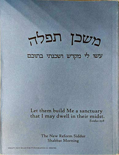 9780881230994: The New Reform Siddur Shabbat Morning [Draft not read for typographical errors]