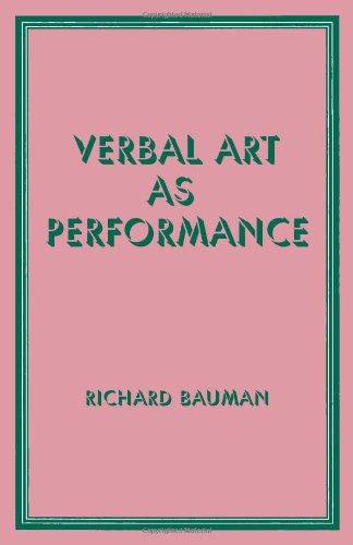 Stock image for Verbal Art As Performance for sale by Better World Books