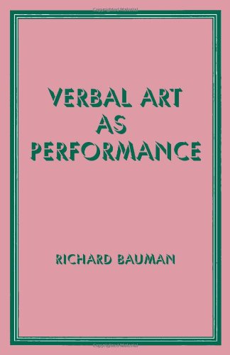 9780881330489: Verbal Art As Performance