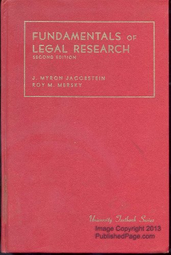 Beispielbild fr Fundamentals of Legal Research zum Verkauf von Better World Books