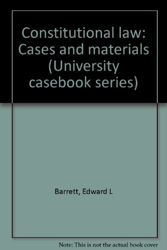 Beispielbild fr Constitutional Law: :Cases and Materials. zum Verkauf von Yushodo Co., Ltd.