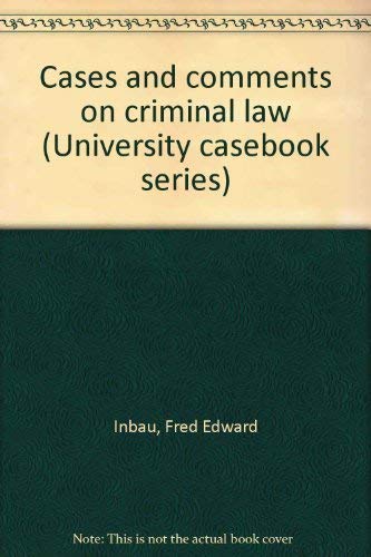Stock image for Cases and comments on criminal law for sale by Ann Becker