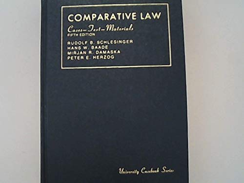 Beispielbild fr Comparative Law : Cases-Text-Materials zum Verkauf von Better World Books