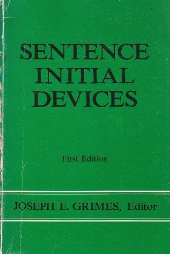 Stock image for Sentence Initial Devices, No. 75 : Publications in Linguistics for sale by Better World Books