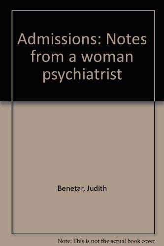 9780883270417: Admissions: Notes from a woman psychiatrist