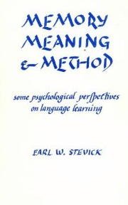 Beispielbild fr Memory, Meaning and Method: Some Psychological Perspectives on Language Learning zum Verkauf von Crotchety Rancher's Books