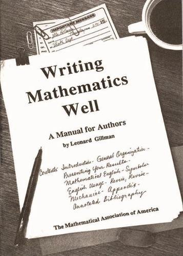 9780883854433: Gillman: Writing ∗mathematics∗ Well – A Manual For Authors (pr Only)