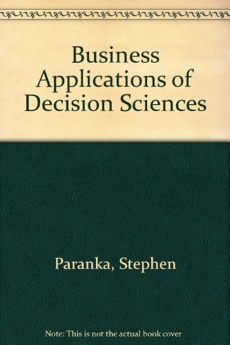 Imagen de archivo de Business Applications of Decision Sciences a la venta por Better World Books