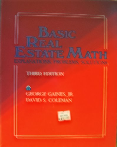 Beispielbild fr Basic Real Estate Math Explanations, Problems, Solutions zum Verkauf von HPB-Red