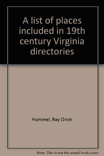 A List of Places Included in 19th Century Virginia Directories