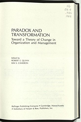 Imagen de archivo de Paradox and Transformation : Toward a Theory of Change in Organization and Management a la venta por Better World Books: West