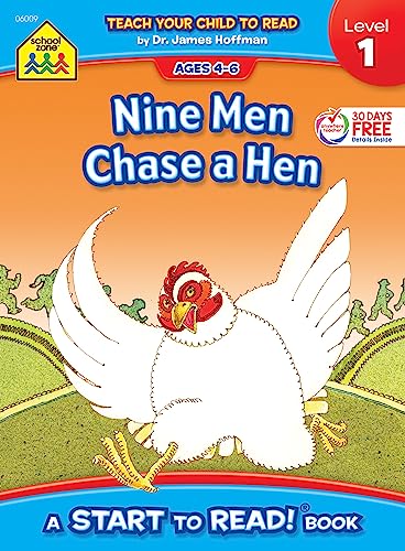 Stock image for School Zone - Nine Men Chase a Hen, Start to Read! Book Level 1 - Ages 4 to 6, Rhyming, Early Reading, Vocabulary, Simple Sentence Structure, and More (School Zone Start to Read! Book Series) for sale by Gulf Coast Books