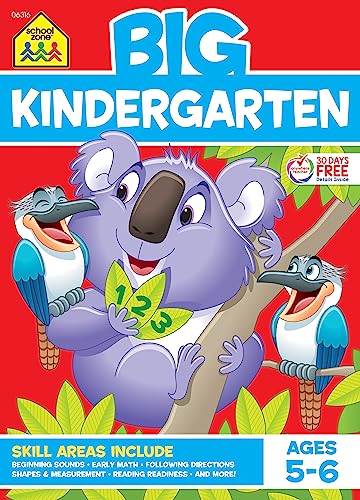 Imagen de archivo de School Zone - Big Kindergarten Workbook - 320 Pages, Ages 5 to 6, Early Reading and Writing, Numbers 0-20, Basic Math, Matching, Story Order, and More (School Zone Big Workbook Series) a la venta por Red's Corner LLC