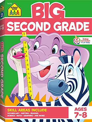 Imagen de archivo de School Zone - Big Second Grade Workbook - Ages 7 to 8, 2nd Grade, Word Problems, Reading Comprehension, Phonics, Math, Science, and More (School Zone Big Workbook Series) a la venta por Your Online Bookstore