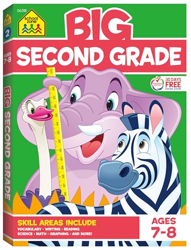 School Zone Big Second Grade Workbook Ages 78 Word Problems Reading Comprehension Phonics Math Science and More