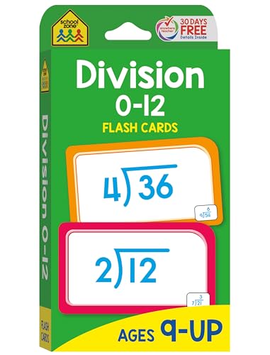9780887432415: School Zone - Division 0-12 Flash Cards - Ages 9 and Up, 3rd Grade, 4th Grade, Math Equations, Division Practice, Dividends, Numbers 0-12, and More