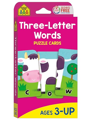 Stock image for School Zone Spell Three-Letter Words Puzzle Cards: Preschool to Kindergarten, Letters, Letter Recognition, Word-Picture Recognition, Spelling, and More for sale by GF Books, Inc.