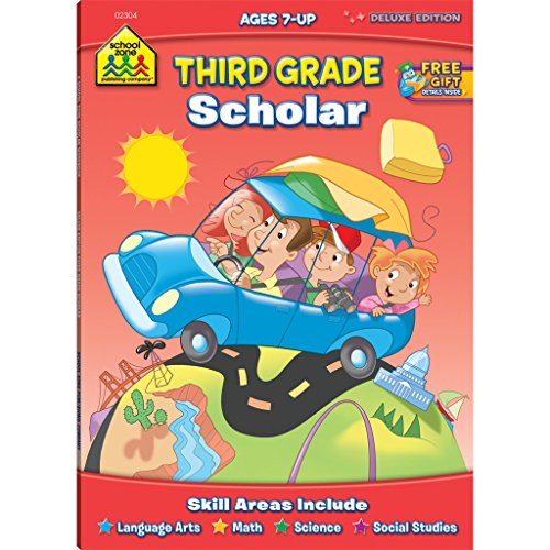 Stock image for School Zone - Third Grade Scholar Workbook - 64 Pages, Ages 7 and Up, 3rd Grade, Parts of Speech, Punctuation, Writing, Math, Addition & Subtraction, Social Studies, Science, and More for sale by Orion Tech