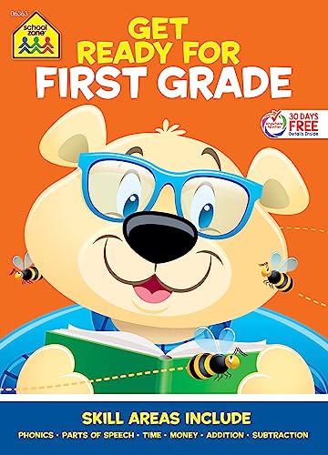 Stock image for School Zone - Get Ready for First Grade Workbook - 256 Pages, Ages 6 to 7, 1st Grade, Phonics, Telling Time, Counting Money, Math, Storytelling, Rhyming, and More for sale by HPB-Diamond