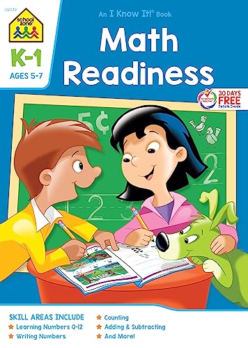 Imagen de archivo de School Zone - Math Readiness Workbook - 32 Pages, Ages 4 to 6, Kindergarten, 1st Grade, Numbers 0-12, Counting, Addition, Subtraction, Shapes, and More (School Zone I Know It! Workbook Series) a la venta por Orion Tech