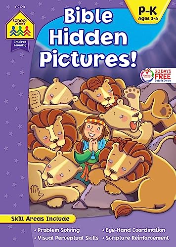 Beispielbild fr School Zone - Bible Hidden Pictures! Workbook - Ages 4 to 6, Preschool to Kindergarten, Christian Scripture, Old & New Testament, Search & Find, Picture Puzzles, and More (Inspired Learning Workbook) zum Verkauf von Once Upon A Time Books