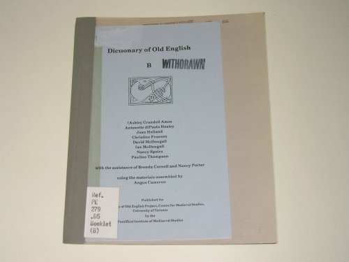 9780888449245: Dictionary of Old English: Fascicle B : With Microfiche