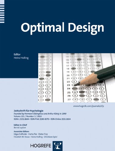 Optimal Design, a topical issue of the Zeitschrift fuer Psychologie (Zeitschrift Fur Psychologie / Journal of Psychology) (9780889374485) by Heinz Holling