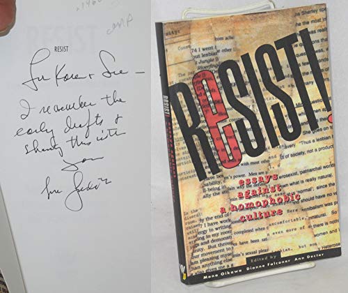 Imagen de archivo de Resist: Essays Against Homophobic Culture a la venta por West With The Night