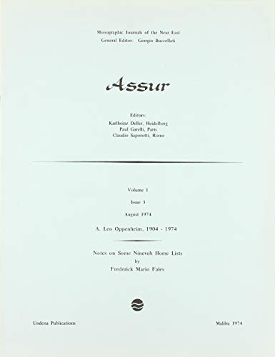 Imagen de archivo de Leo Oppenheim, 1904-1974; Assur Notes on Some Nineveh Horse Lists a la venta por ISD LLC