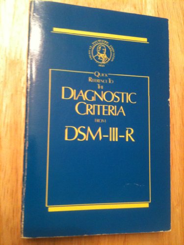 Beispielbild fr Diagnostic Criteria from Dsm-Iii-R/Quick Reference zum Verkauf von Wonder Book