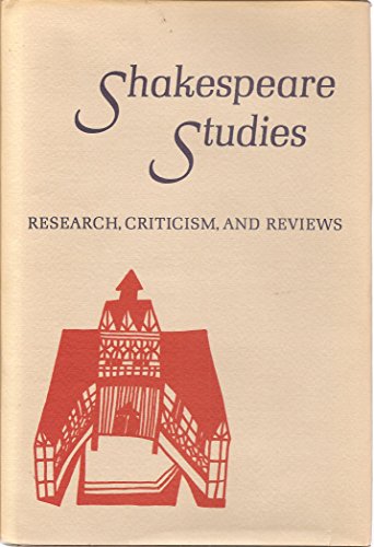 Beispielbild fr Shakespeare Studies: An Annual Gathering of Research, Criticism, Reviews X zum Verkauf von Better World Books