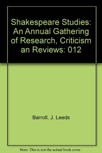 Beispielbild fr Shakespeare Studies: An Annual Gathering of Research, Criticism an Reviews zum Verkauf von Better World Books