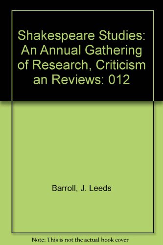 9780891021889: Shakespeare Studies: An Annual Gathering of Research, Criticism an Reviews