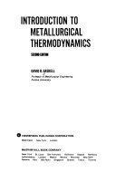 Beispielbild fr Introduction to Metallurgical Thermodynamics zum Verkauf von Better World Books