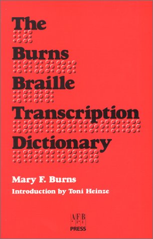 Stock image for The Burns Braille Transcription Dictionary for sale by ZBK Books