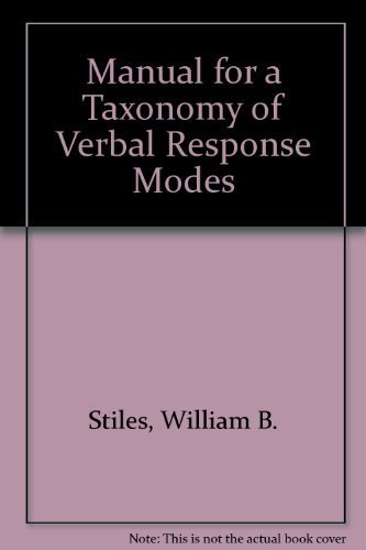 9780891430896: Manual for a Taxonomy of Verbal Response Modes