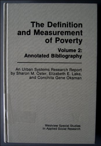 Imagen de archivo de Definition and Measurement of Poverty: Annotated Bibliography v. 2 a la venta por Infinite Minds