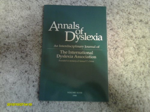 Beispielbild fr Annals of Dyslexia 1998 zum Verkauf von Wonder Book